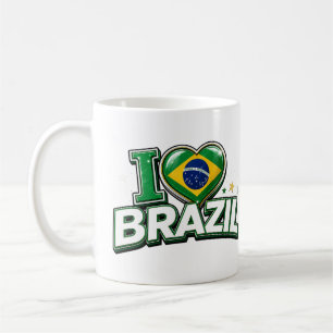 J'aime le Mug de fan de foot patriotique du Brésil