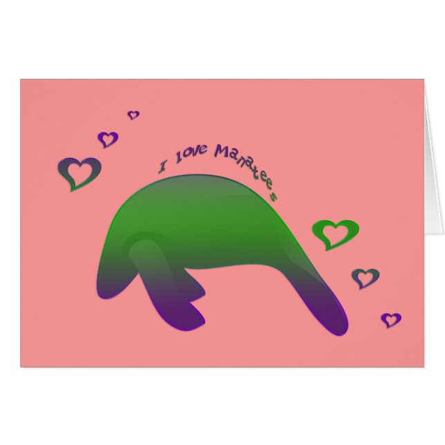 J'aime le pourpre vert de lamantins - customisé (Devant horizontal)