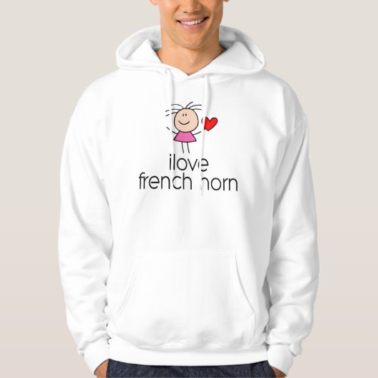 J'aime le sweat - shirt à capuche de cor de (Devant)