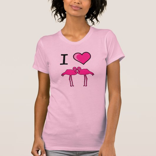 J'aime le T-shirt de Flamants roses (Devant)