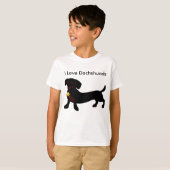 J'aime le T-shirt de teckels (Devant entier)