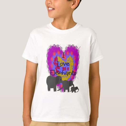 J'aime le T-shirt d'enfants d'ÉLÉPHANTS (Devant)