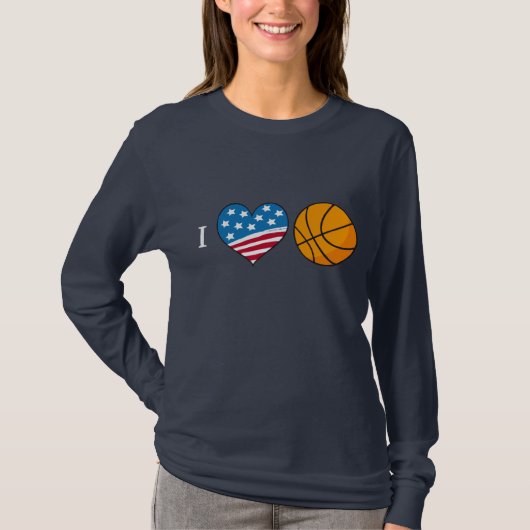 J'aime le T-shirt d'obscurité de basket-ball (Devant)