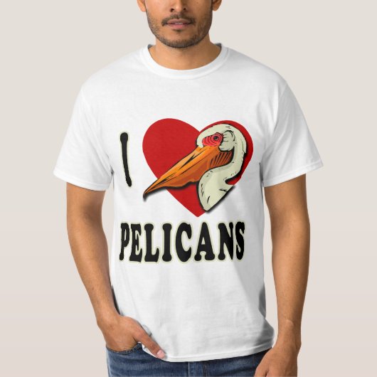 J'aime le T-shirts de pélicans, habillement (Devant)