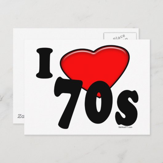 J'aime les années 70 carte postale (Devant / Derrière)