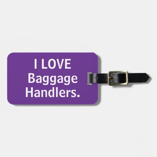 J'aime les bagagistes étiquette bagage violet (Devant horizontal)