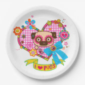 J'Aime Les Carlins ! Assiettes en Papier. (Devant)