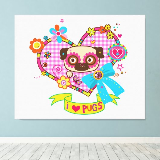 J'Aime Les Carlins ! Impression Canvas (Insitu (Plancher de Bois))