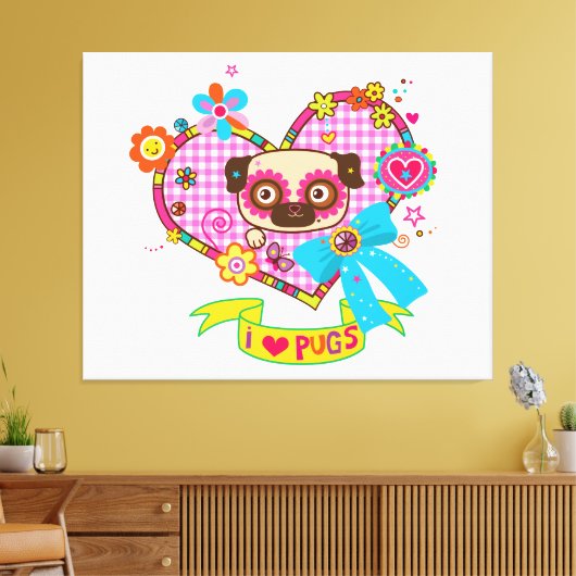 J'Aime Les Carlins ! Impression Canvas (Insitu(Salon))