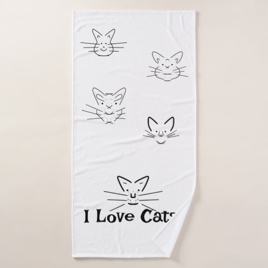 J'aime les chats (Serviette de bain)