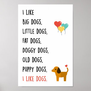 J'aime les chiens Poster