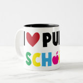 J'aime les écoles publiques Education Student Mug (Devant gauche)