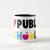 J'aime les écoles publiques Education Student Mug (Centre)