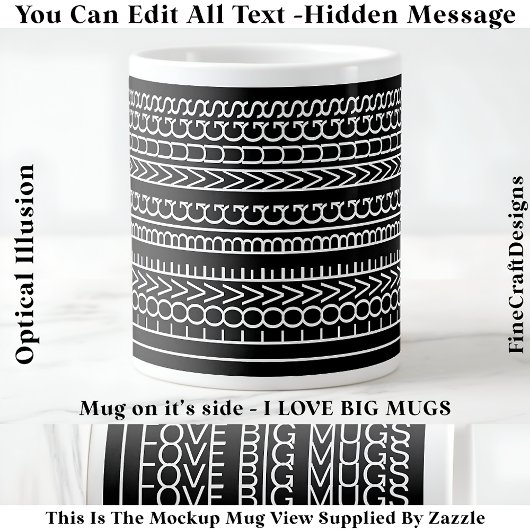 J'aime les grands mugs Message caché, Citation per