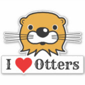 J'Aime Les Loutres. Sticker à tête de Otter (Devant)