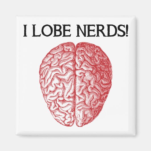 J'aime les nerds Amour Magnet Frigo Drôle (Devant)