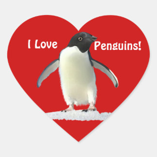 J'AIME LES PENGUINS Stickers Coeur mignon