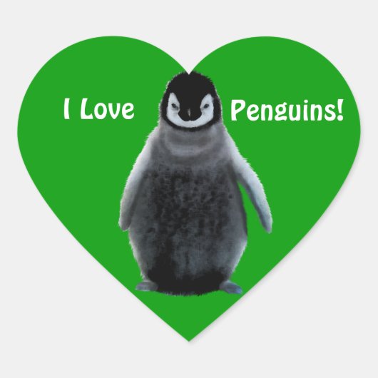 J'AIME LES PENGUINS Stickers Coeur mignon (Devant)