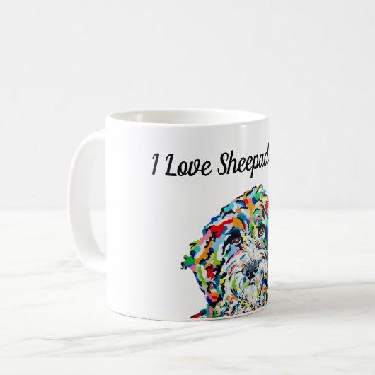J'Aime Les Sheepadoodles 11 oz. Mug (Devant gauche)