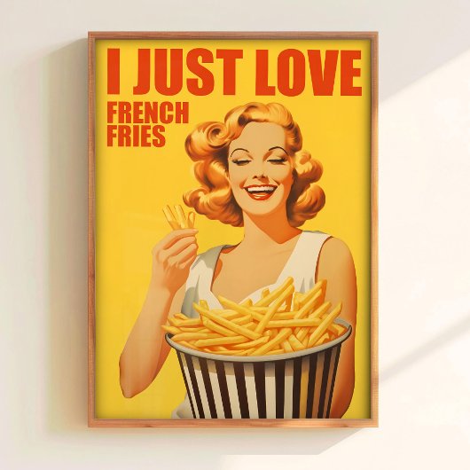 J'aime l'impression de frites Art mural de cuisine