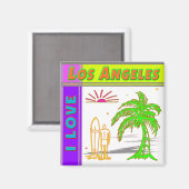"J'AIME Los Angeles"Sun Palm Tree&Surfer#2 Magnet (Recto/Verso)