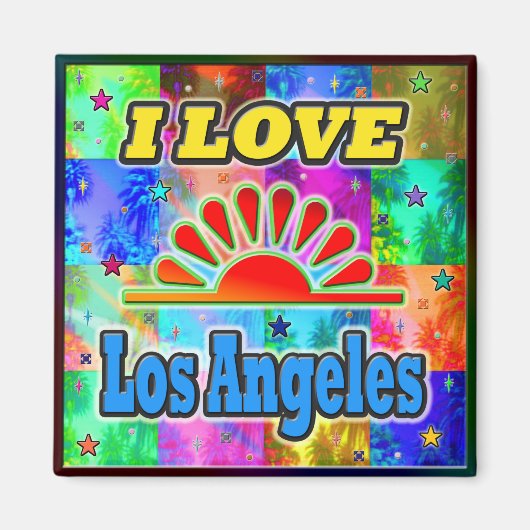 J'AIME Los Angeles Sun & Palms Magnet (Devant)