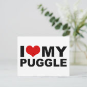 J'Aime Ma Carte Postale Puggle Red Heart (Debout devant)