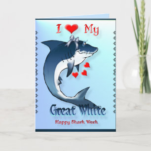 J'aime ma GRANDE carte de chemises de requin BLANC