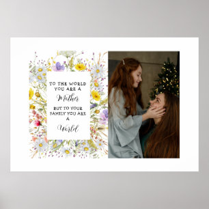 J'aime ma mère Affiche de souvenir floral pour la
