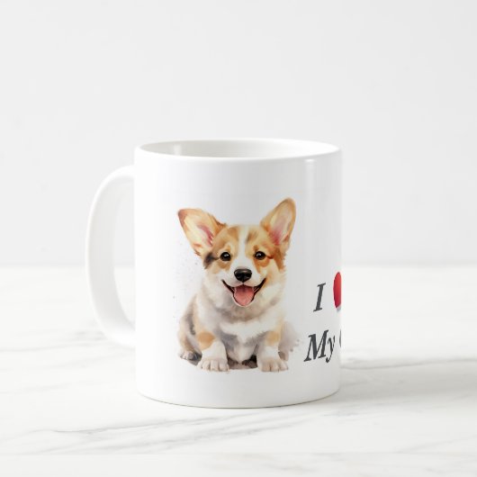 J'Aime Ma Mug De Café Corgi (Devant gauche)