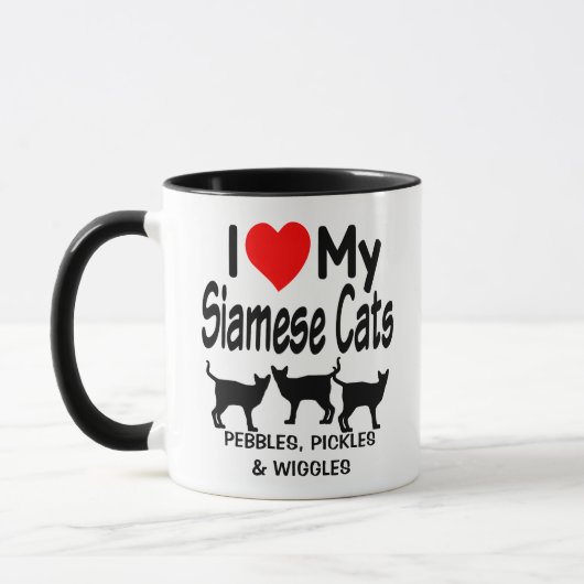 J'Aime Ma Mug De Trois Chats Siamais (Gauche)