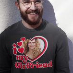 J'Aime Ma Petite Amie Personnalisée Black Col<br><div class="desc">I Love My Girlfriend Shirt - télécharger une photo pour l'intérieur du coeur</div>