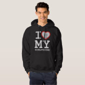 j'aime ma petite amie sweat - shirt à capuche noir (Devant entier)