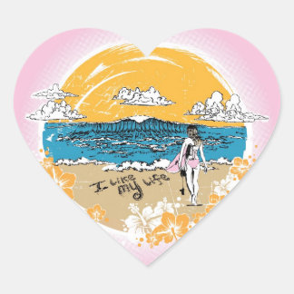 "J'aime MA vie" stickers fille de plage