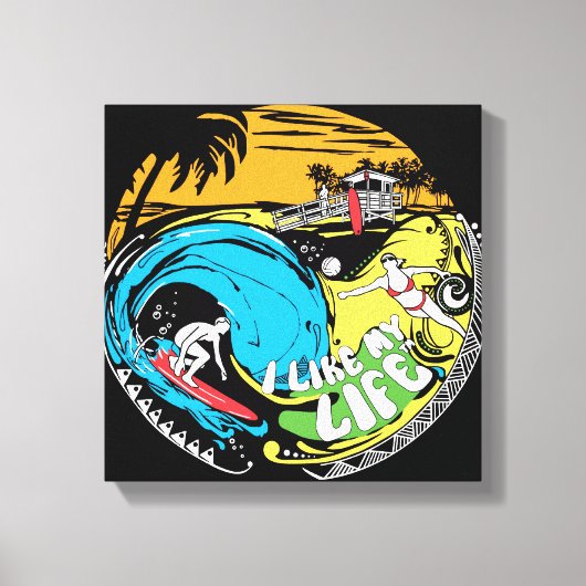 "J'aime ma vie" sur la toile de plage (Recto)