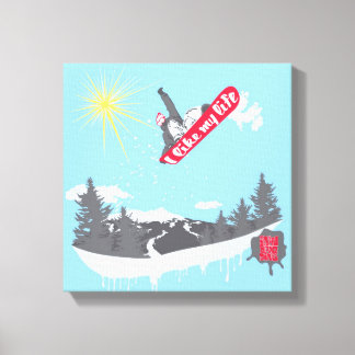 "J'aime ma vie" toile de snowboard
