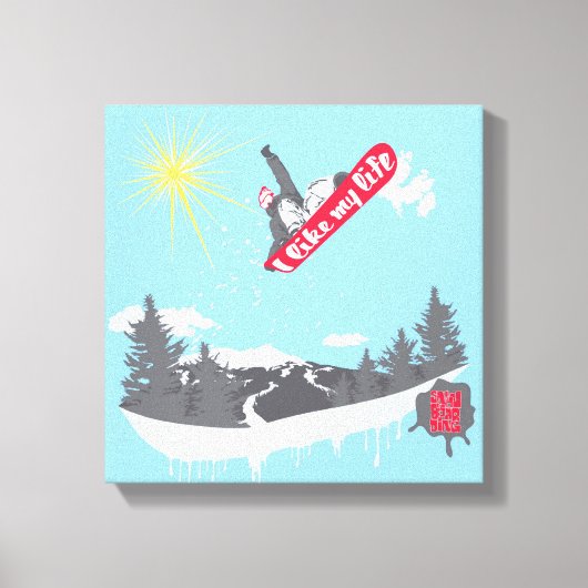 "J'aime ma vie" toile de snowboard (Recto)