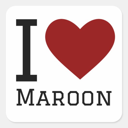 J'aime maroon carré autocollant (Devant)