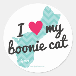 J'aime mes autocollants de chat de Boonie (bleus)