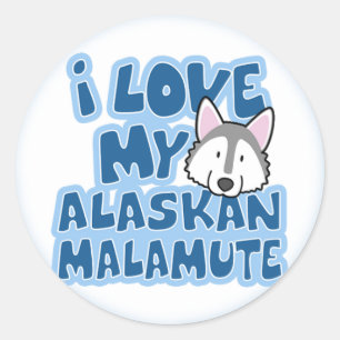 J'aime mes autocollants de Malamute d'Alaska