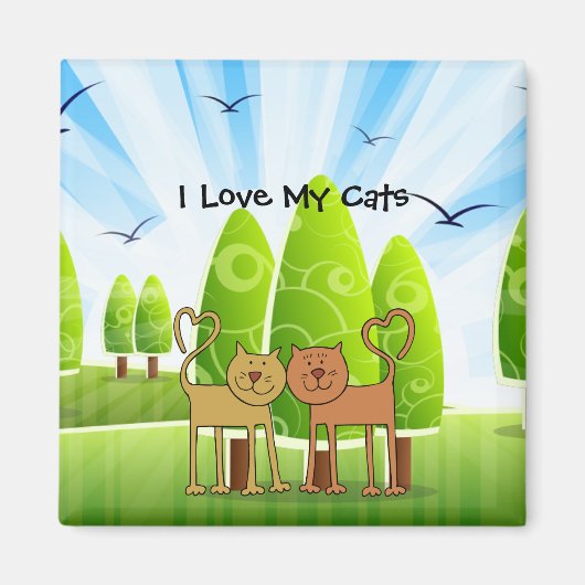 "J'aime mes chats" charmant aimant pour réfrigérat (Devant)
