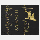 J'Aime Mes Couvertures En Toison Noir Chihuahua (Devant (Horizontal))