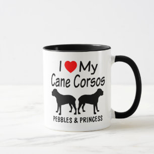 J'Aime Mes DEUX Chiens Corso Canne Café Mug