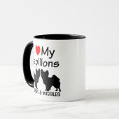 J'Aime Mes Deux Chiens Papillon Mug (Devant gauche)