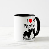 J'Aime Mes Deux Chiens Papillon Mug (Devant droit)