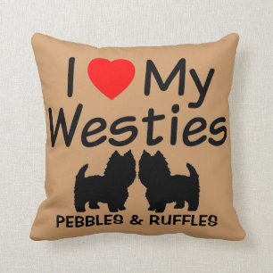 J'Aime Mes Deux Chiens Westie Coussin