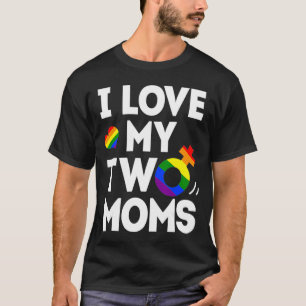 J'Aime Mes Deux Moms Lesbiennes Tshirt LGBT Pride