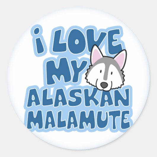 J'Aime Mes Stickers Malamute D'Alaska (Devant)