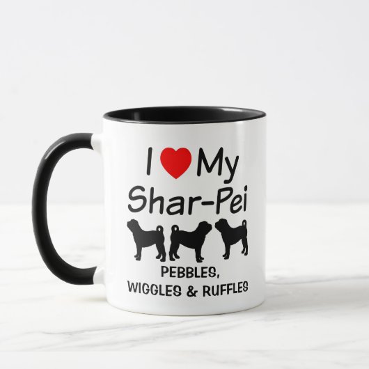 J'Aime Mes Trois Chiens Chinois Shar Pei Mug (Gauche)