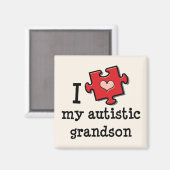 J'Aime Mon Autiste Grand-Fils Magnet (Recto/Verso)